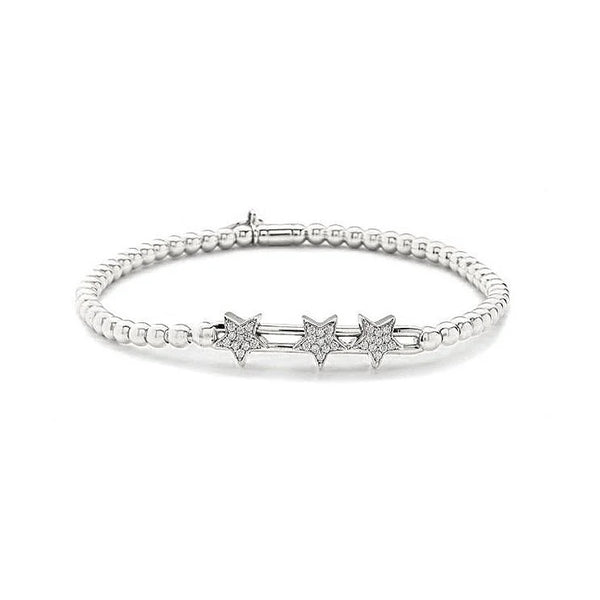 Three Star Bracelet in white gold