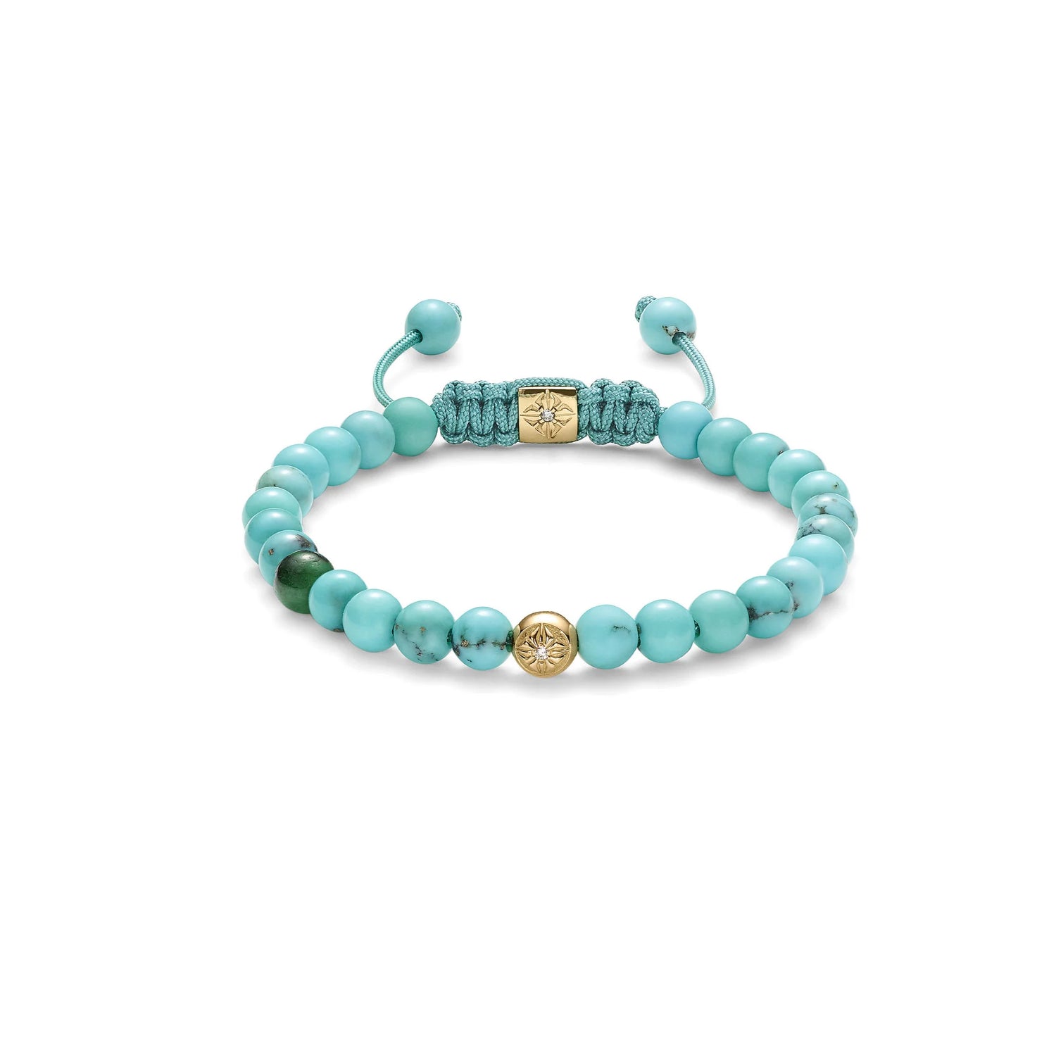 Turquoise &amp; Emerald - Yellow Gold Bead Bracelet