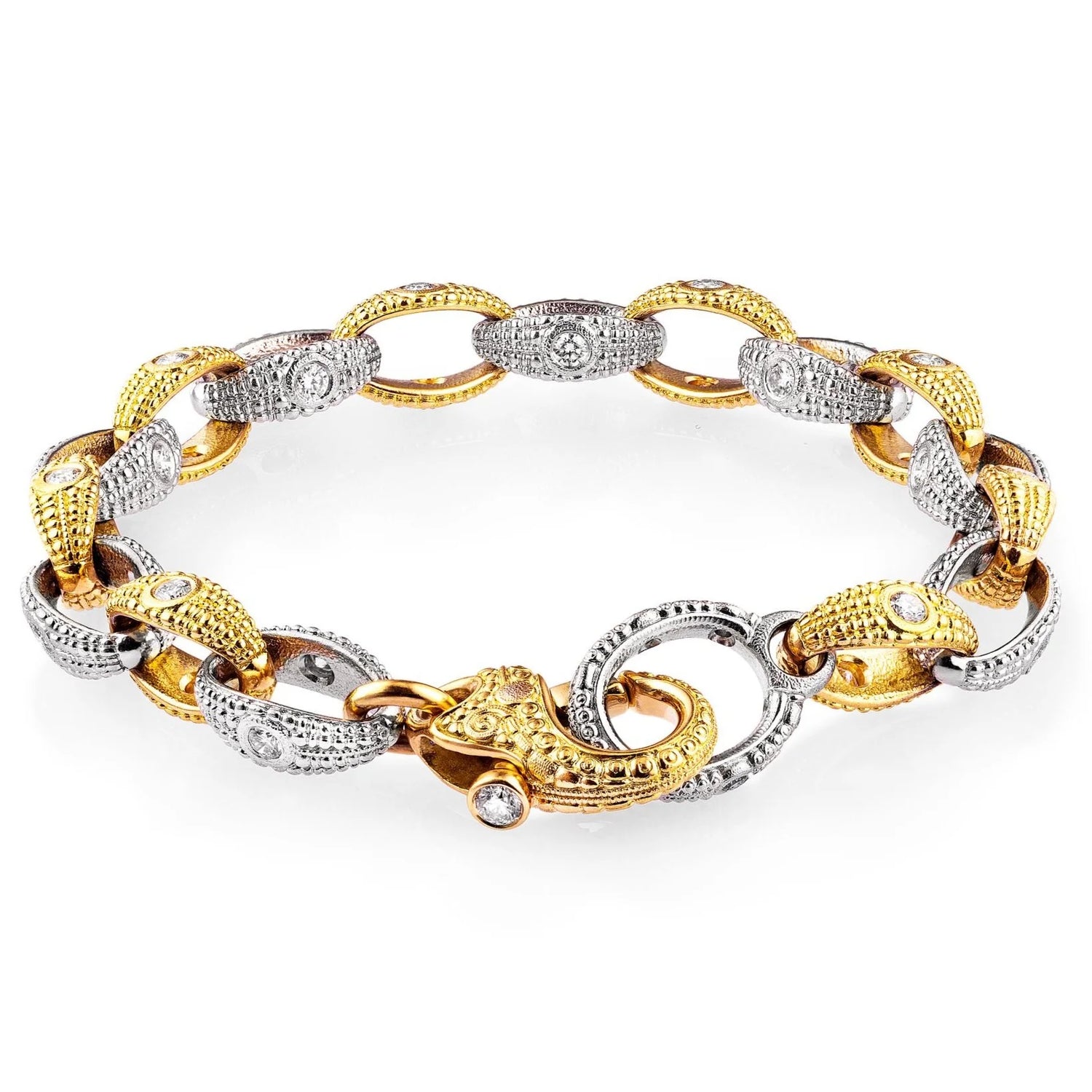 Platinum and diamond link bracelet