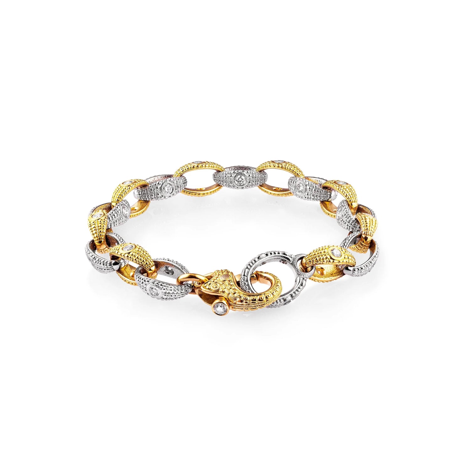 Platinum and diamond link bracelet