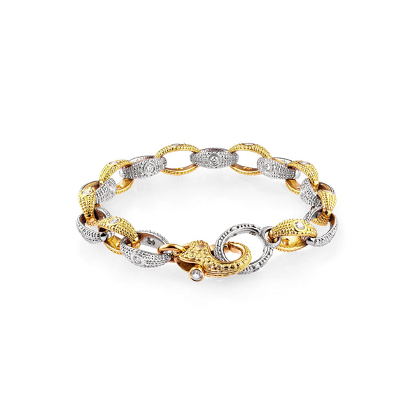 Platinum and diamond link bracelet
