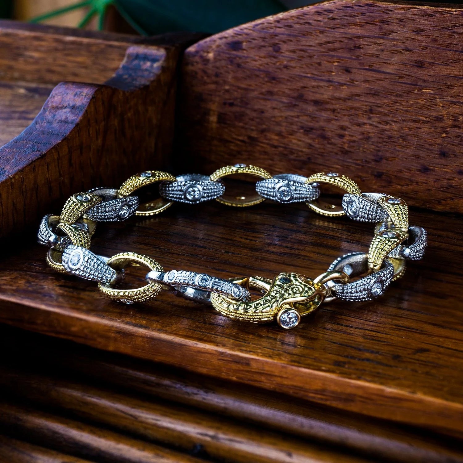 Platinum and diamond link bracelet