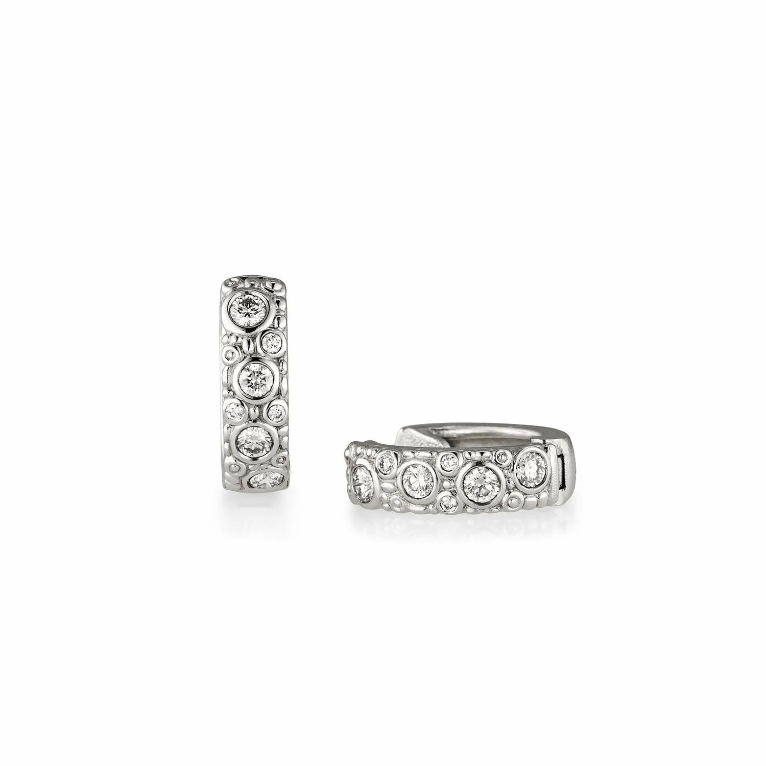 Oval Hoop Earrings in Platinum with Diamonds