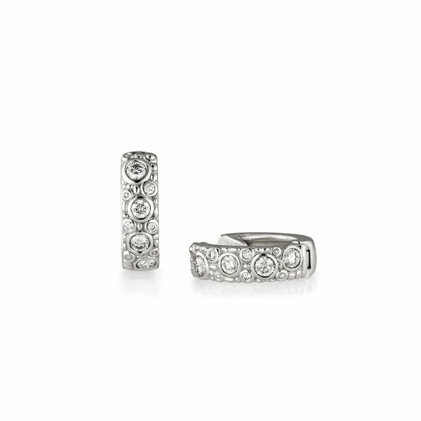 Oval Hoop Earrings in Platinum with Diamonds