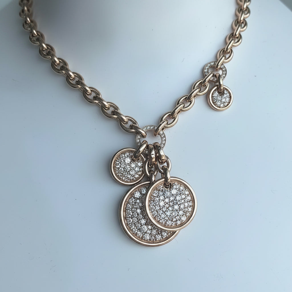 Three Discs Necklace in 18K rose gold