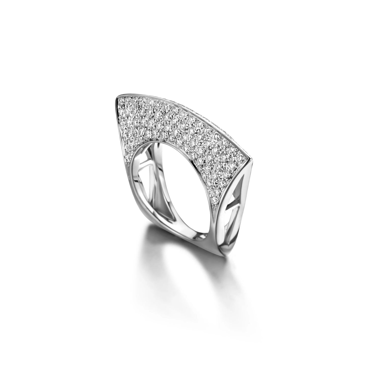 Lotus Ring -  white gold and diamond