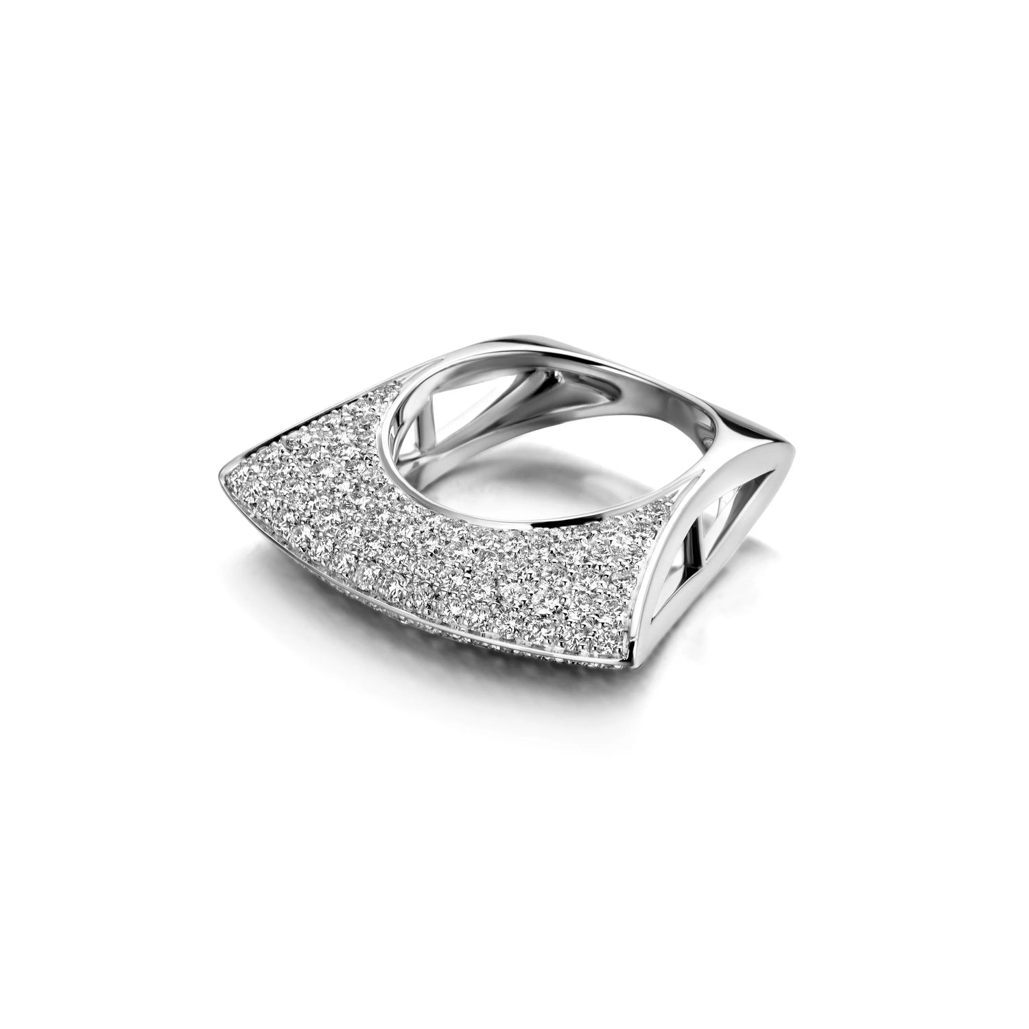 Lotus Ring -  white gold and diamond