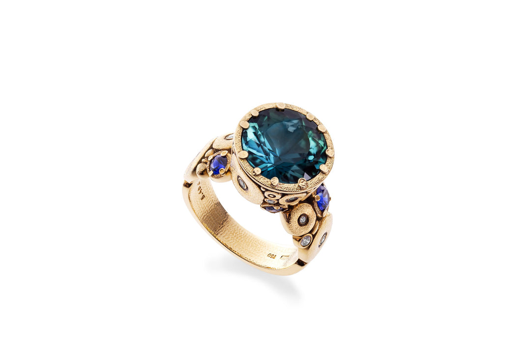 Blue Green Tourmaline Orchard Ring