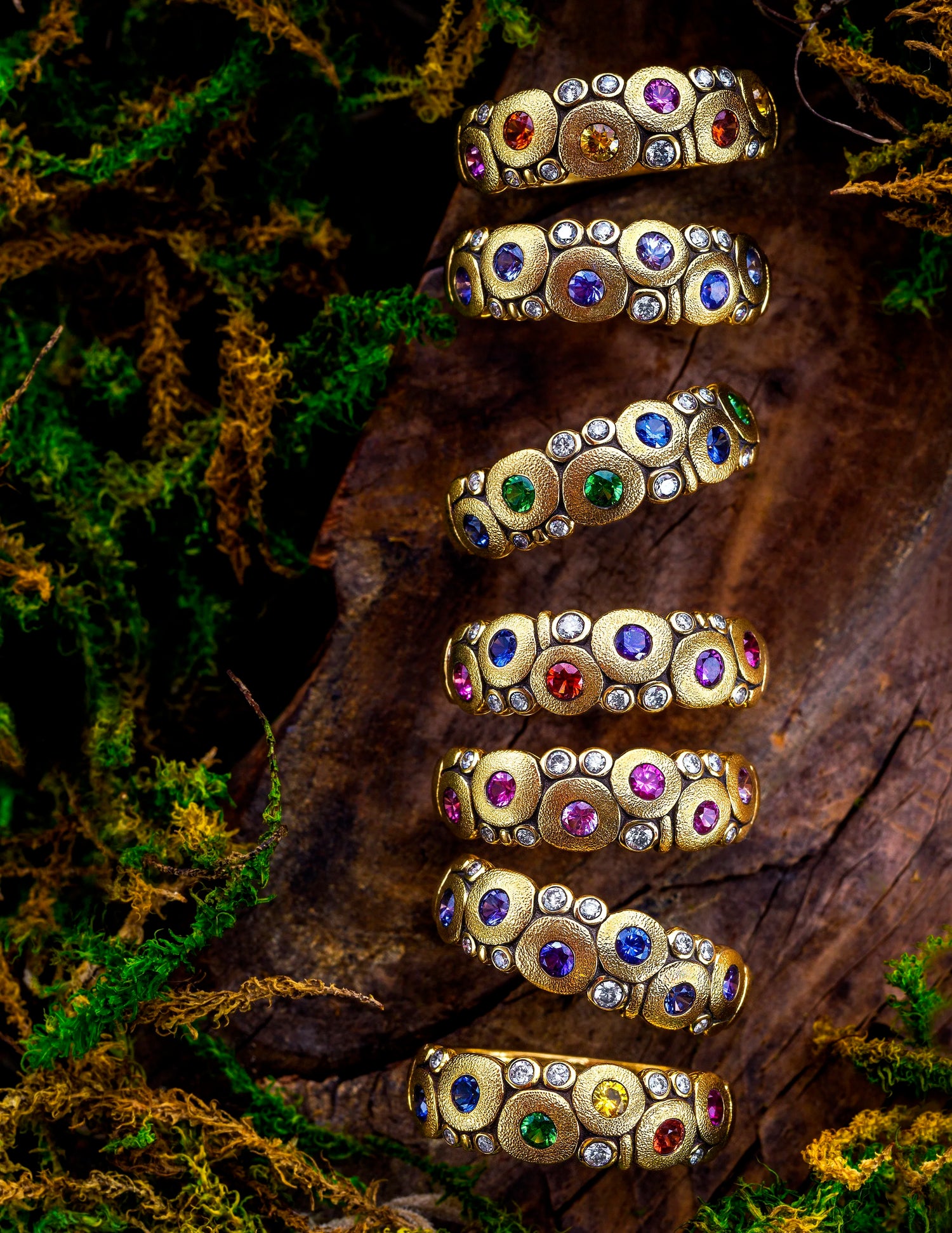 Candy Dome Band with Rainbow Sapphires