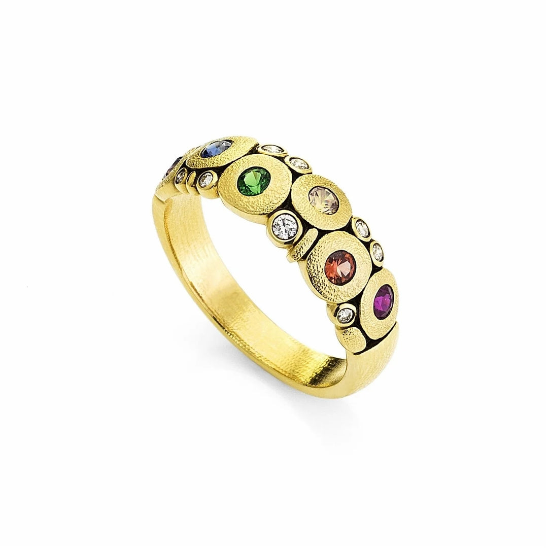 Candy Dome Band with Rainbow Sapphires