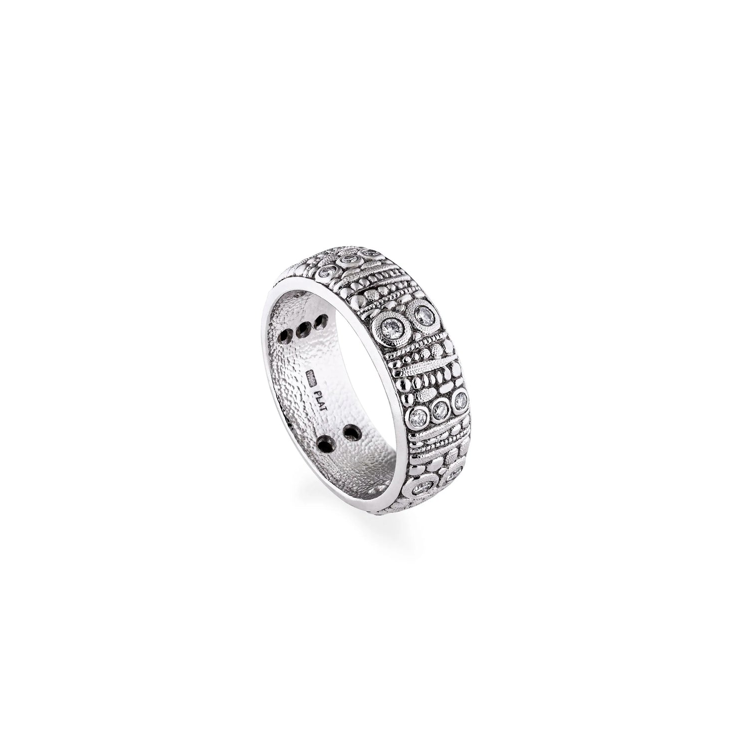 Carved platinum and diamond band - R-22P