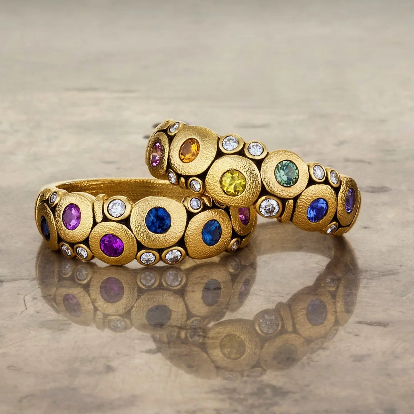 Candy Dome Band with Rainbow Sapphires