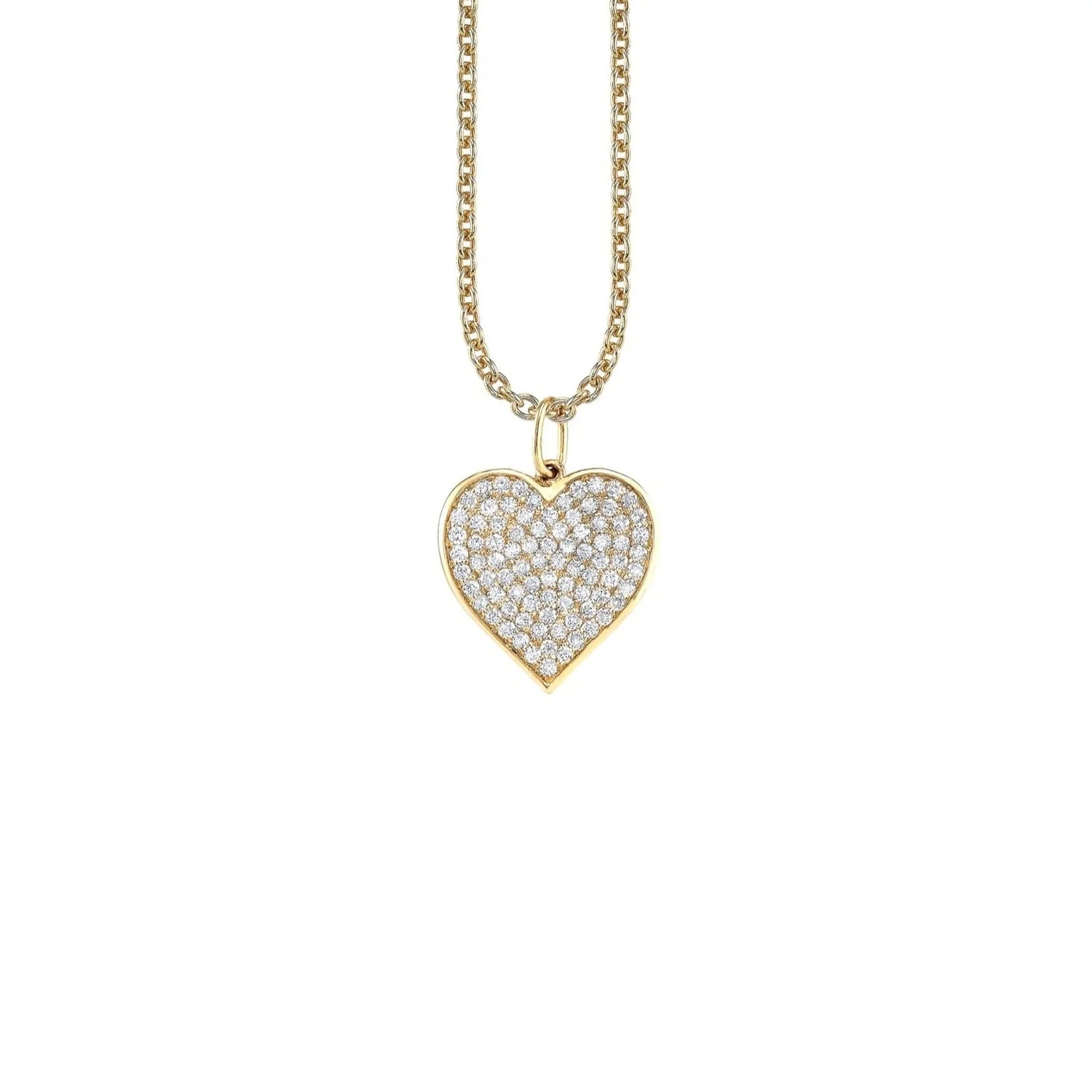 Large Pavé Heart Charm Necklace