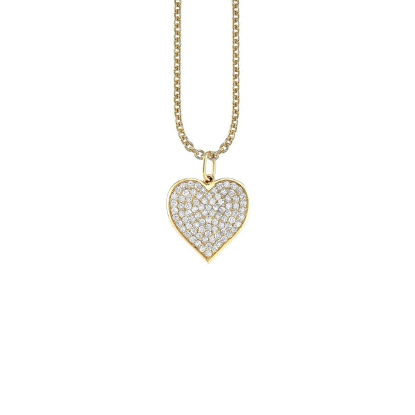Large Pavé Heart Charm Necklace