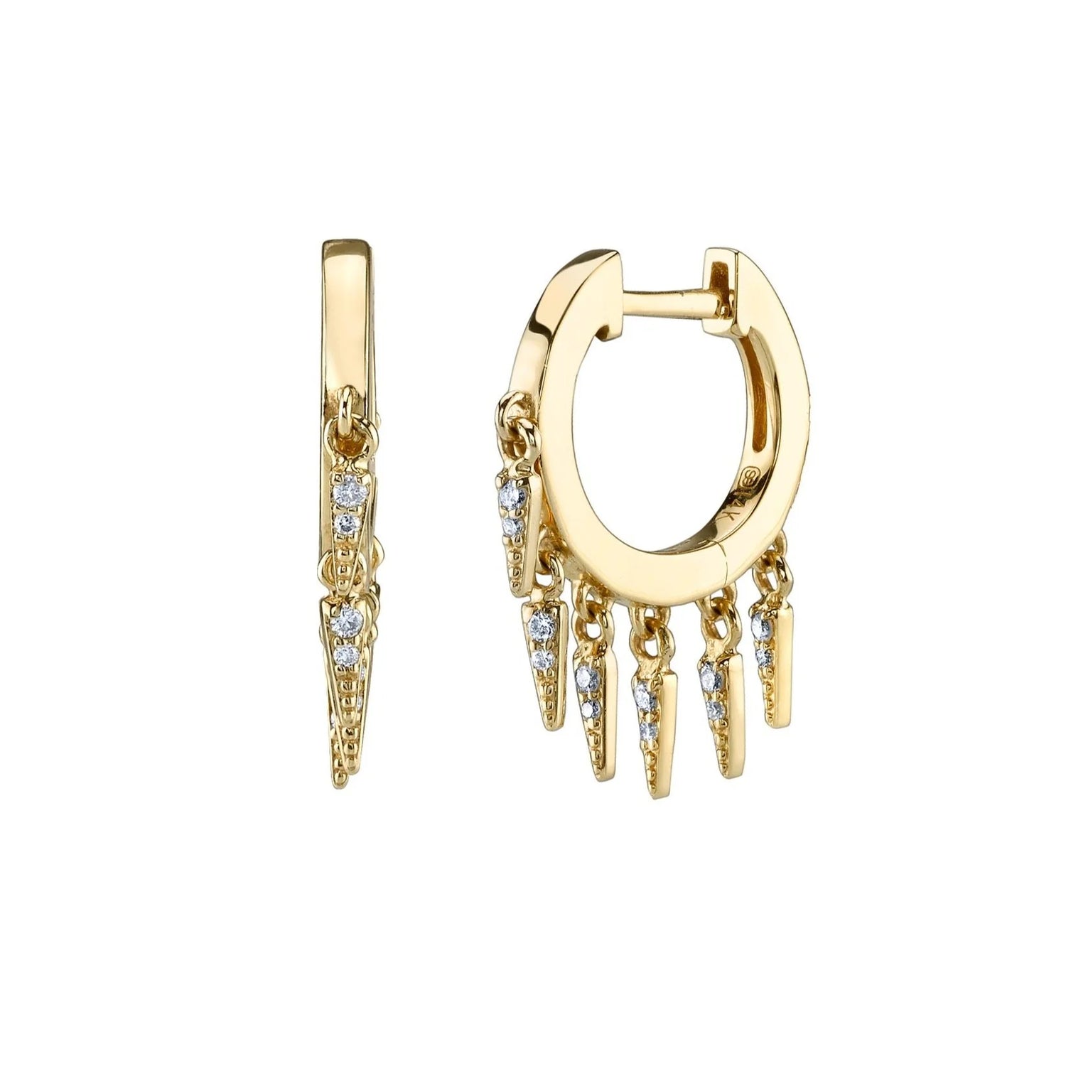 Gold and Diamond Small Fringe Huggie Hoop