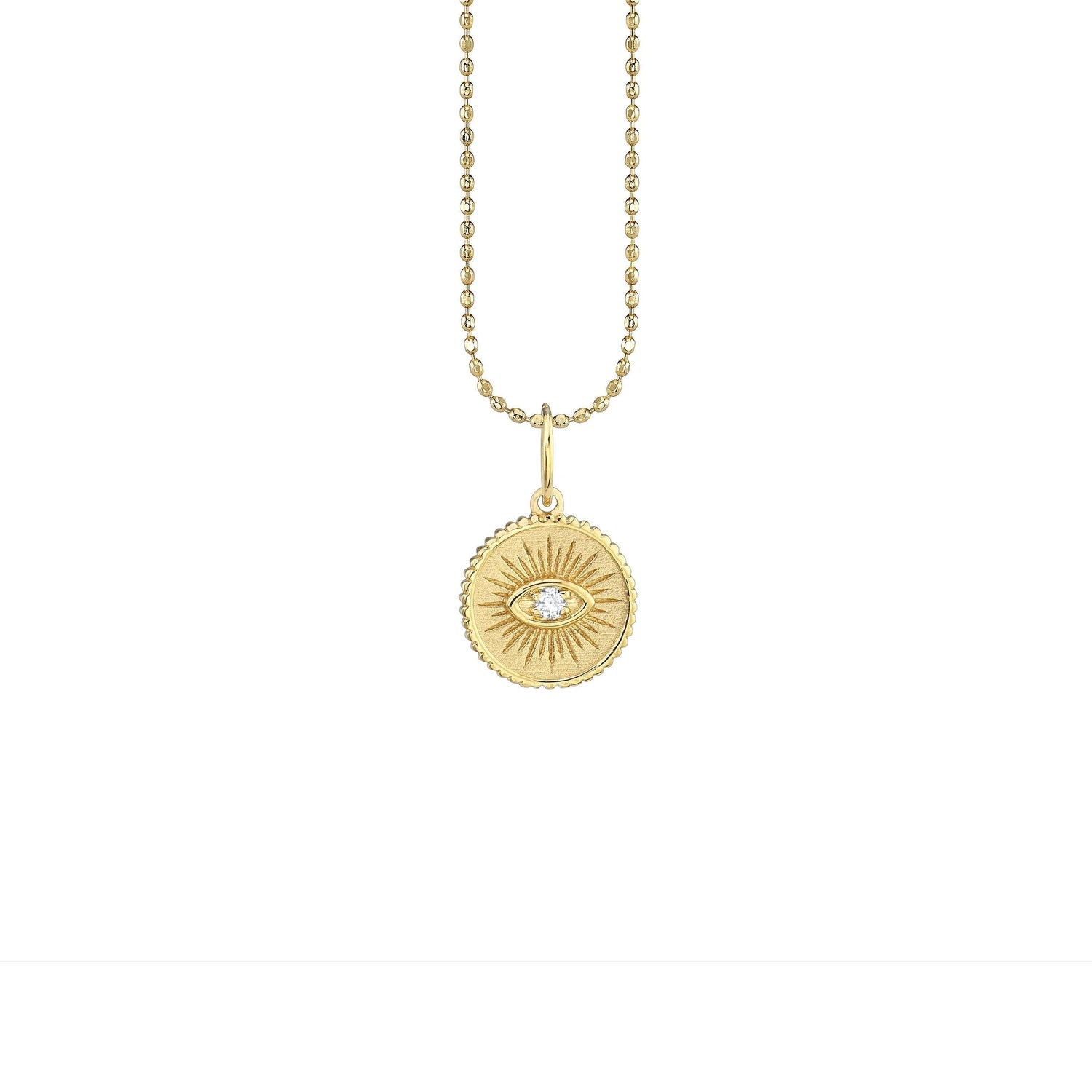 Gold and Diamond Small Marquis Eye Coin Necklace