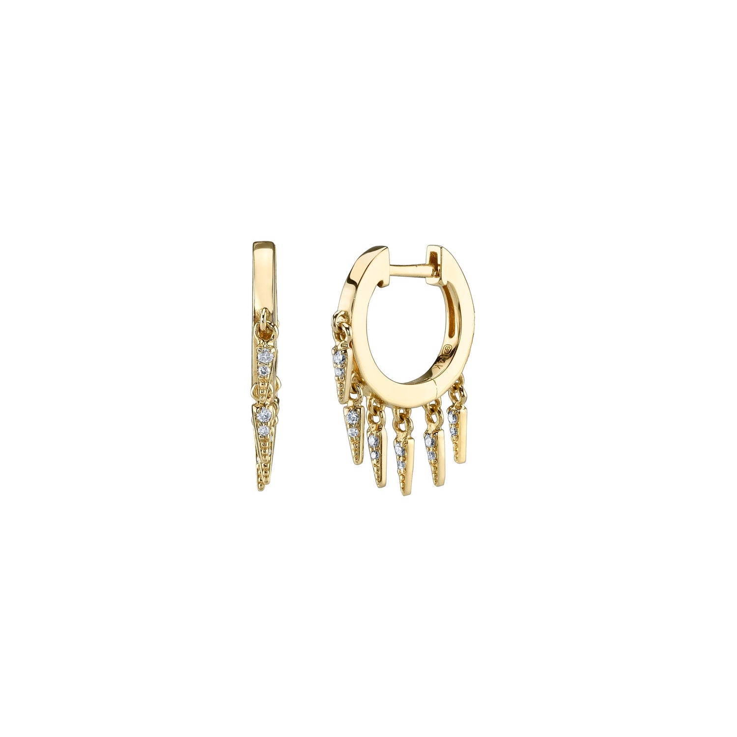 Gold and Diamond Small Fringe Huggie Hoop