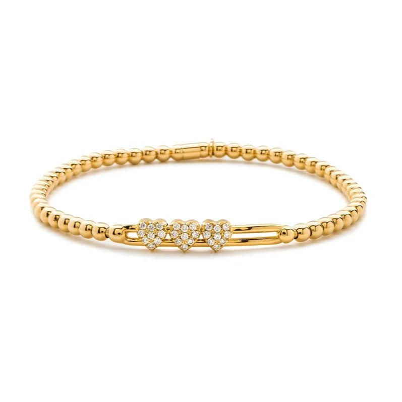 Three Pave Heart Bracelet