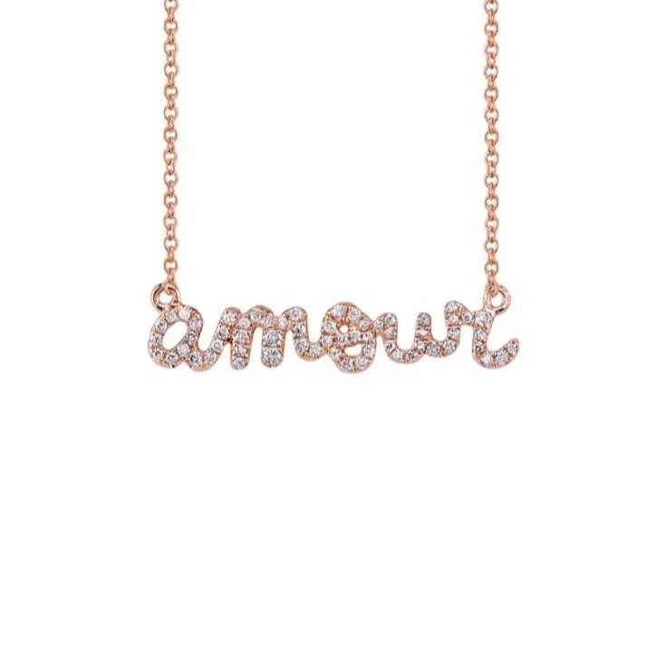 Petite Amour Necklace in rose gold